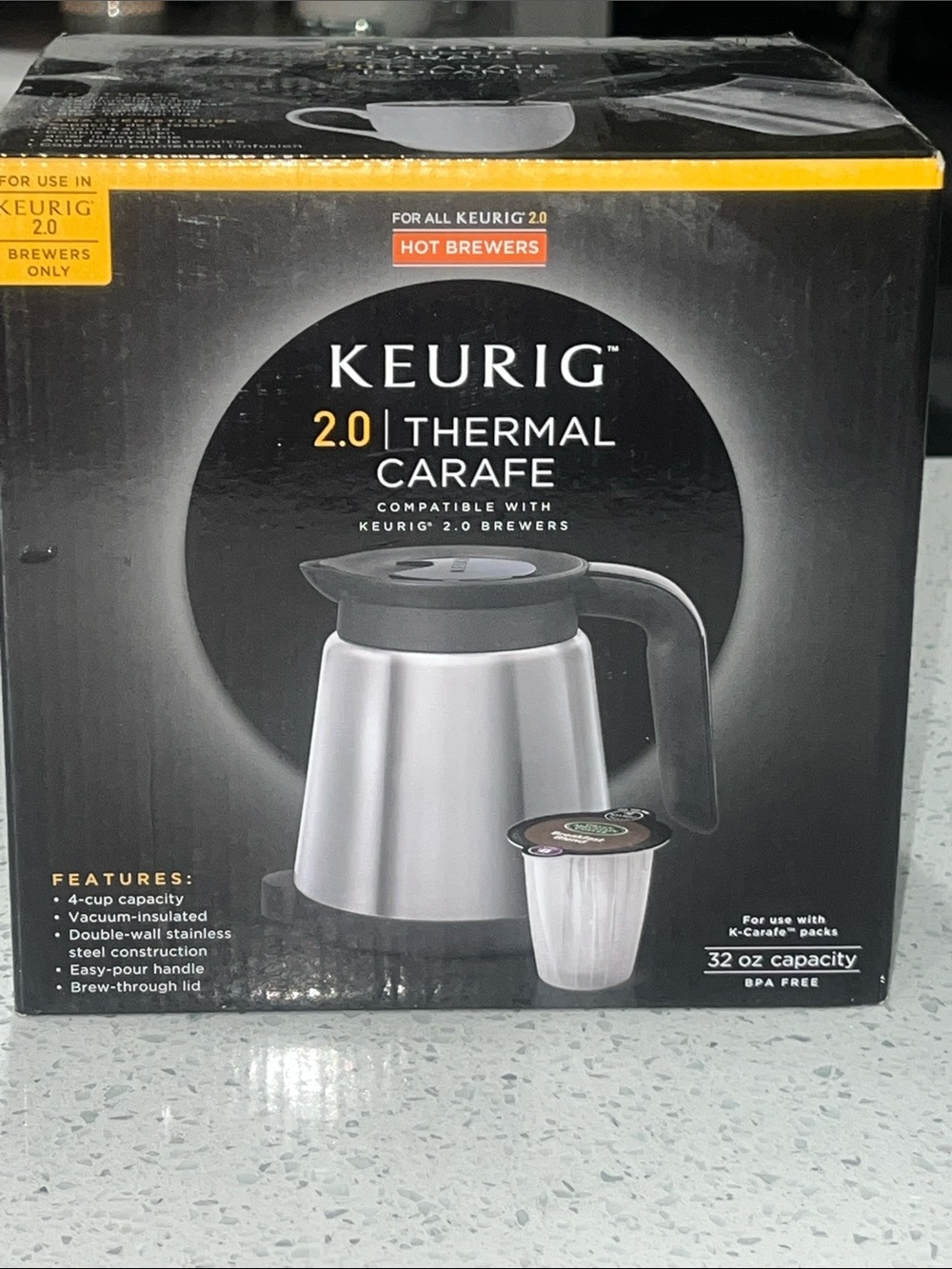 Keurig 2.0 Thermal Carafe 32oz Stainless Steel Coffee Pot - NEW